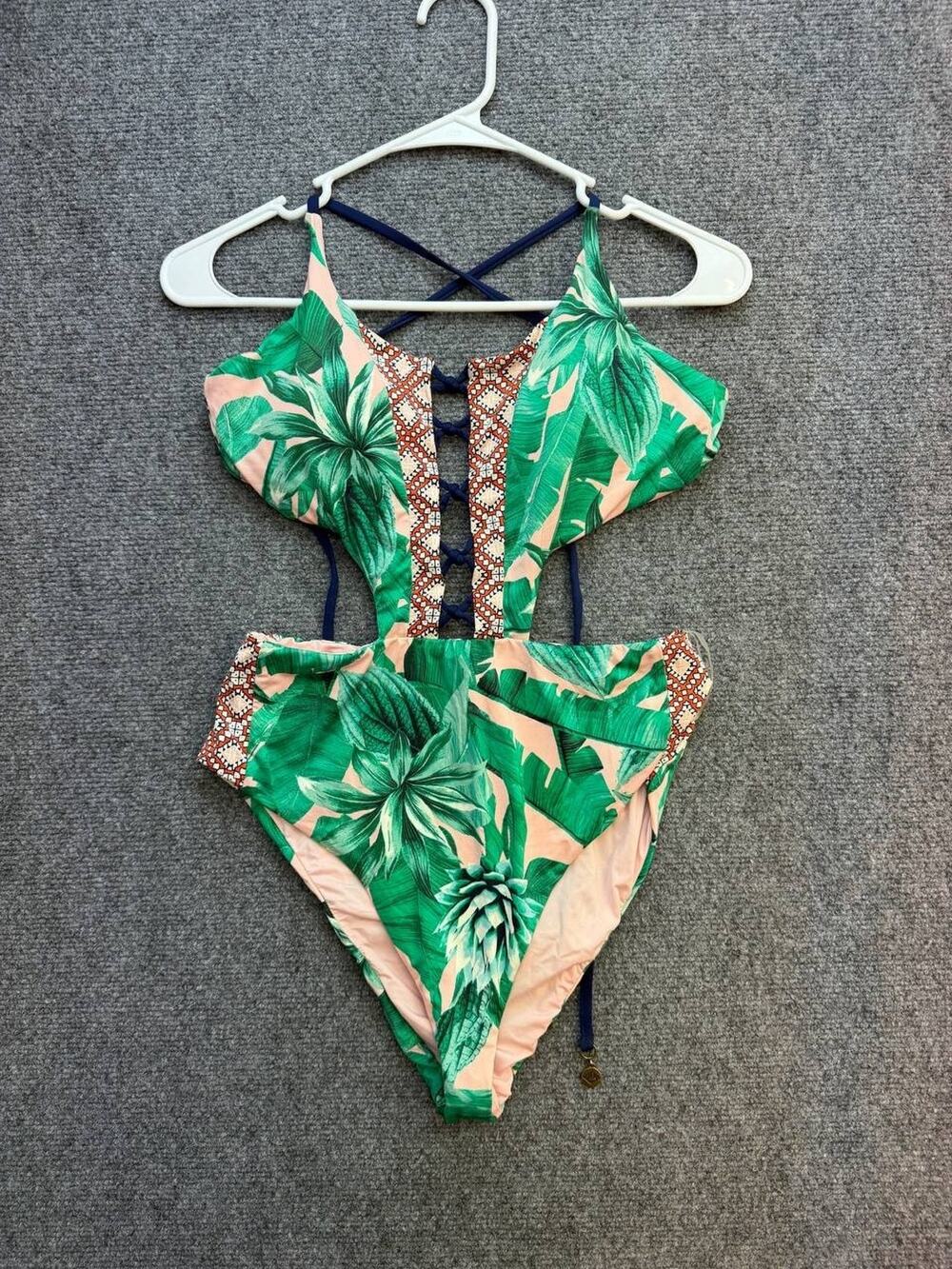 Sperry Women’s M Tropical Cutout Lace-Up One Piece Swimsuit NWT